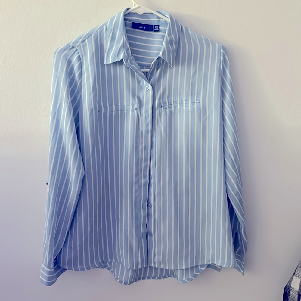 White and blue striped women’s blouse
